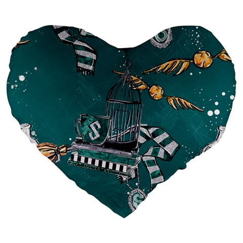 Slytherin Pattern Large 19  Premium Heart Shape Cushions from ArtsNow.com Front