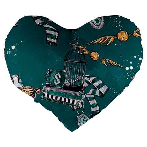 Slytherin Pattern Large 19  Premium Heart Shape Cushions from ArtsNow.com Back