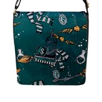 Slytherin Pattern Flap Closure Messenger Bag (L)