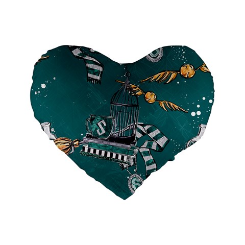 Slytherin Pattern Standard 16  Premium Flano Heart Shape Cushions from ArtsNow.com Front
