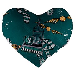 Slytherin Pattern Large 19  Premium Flano Heart Shape Cushions from ArtsNow.com Front