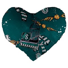 Slytherin Pattern Large 19  Premium Flano Heart Shape Cushions from ArtsNow.com Back