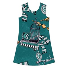 Slytherin Pattern Kids  Short Sleeve Velvet Dress from ArtsNow.com Front