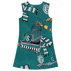 Slytherin Pattern Kids  Short Sleeve Velvet Dress from ArtsNow.com Back