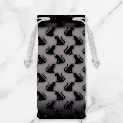 Black Cats On Gray Jewelry Bag from ArtsNow.com Front