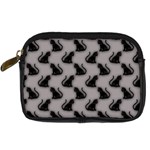 Black Cats On Gray Digital Camera Leather Case