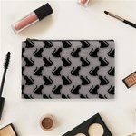 Black Cats On Gray Cosmetic Bag (Medium)