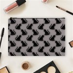 Black Cats On Gray Cosmetic Bag (Large)