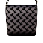 Black Cats On Gray Flap Closure Messenger Bag (L)