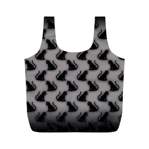 Black Cats On Gray Full Print Recycle Bag (M) from ArtsNow.com Front
