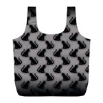 Black Cats On Gray Full Print Recycle Bag (L)