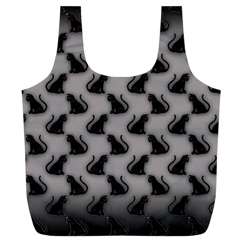 Black Cats On Gray Full Print Recycle Bag (XL) from ArtsNow.com Front