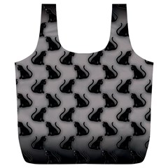 Black Cats On Gray Full Print Recycle Bag (XL) from ArtsNow.com Front