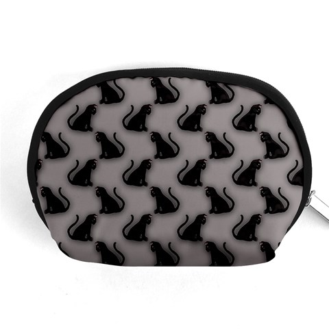 Black Cats On Gray Accessory Pouch (Medium) from ArtsNow.com Front