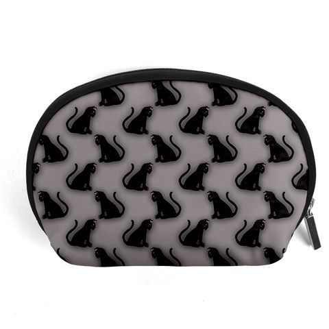 Black Cats On Gray Accessory Pouch (Large) from ArtsNow.com Front