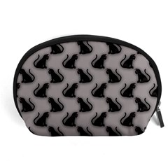 Black Cats On Gray Accessory Pouch (Large) from ArtsNow.com Front