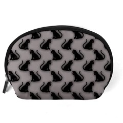 Black Cats On Gray Accessory Pouch (Large) from ArtsNow.com Back