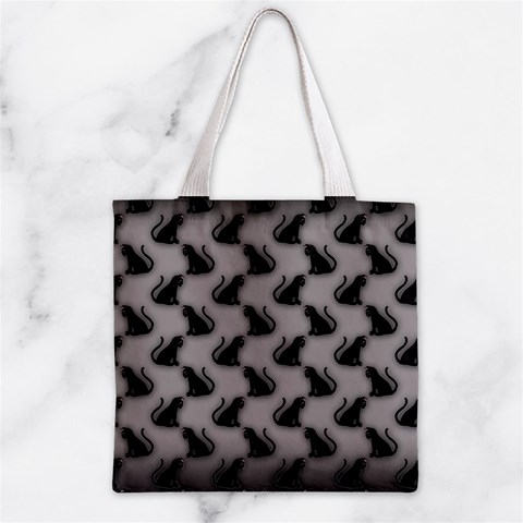 Black Cats On Gray Zipper Grocery Tote Bag from ArtsNow.com Front