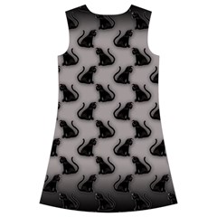 Black Cats On Gray Kids  Short Sleeve Velvet Dress from ArtsNow.com Back
