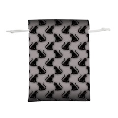Black Cats On Gray Lightweight Drawstring Pouch (M) from ArtsNow.com Front