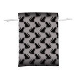 Black Cats On Gray Lightweight Drawstring Pouch (M)