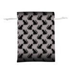 Black Cats On Gray Lightweight Drawstring Pouch (L)