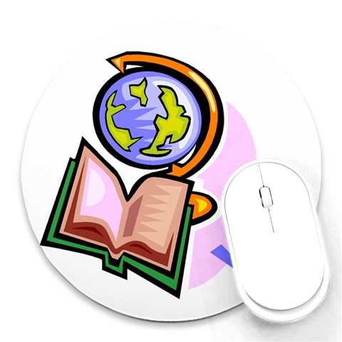 Globe and Book Round Mousepad from ArtsNow.com Front