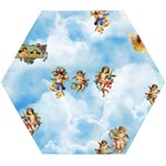 clouds angel cherubs  Wooden Puzzle Hexagon