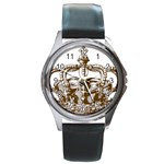 Crown001_brown Round Metal Watch