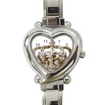 Crown001_brown Heart Italian Charm Watch