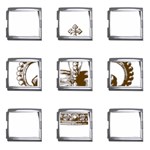Crown001_brown Mega Link Italian Charm (9 pack)