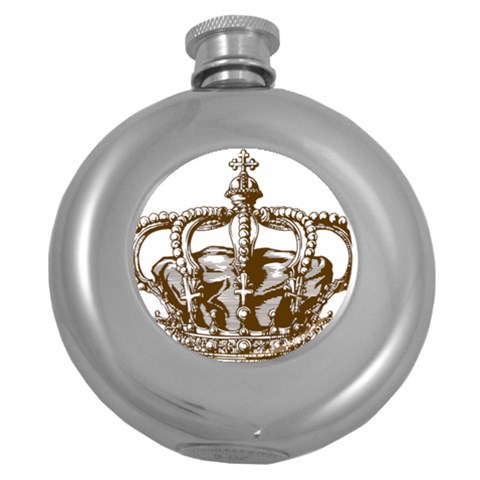Crown001_brown Hip Flask (5 oz) from ArtsNow.com Front