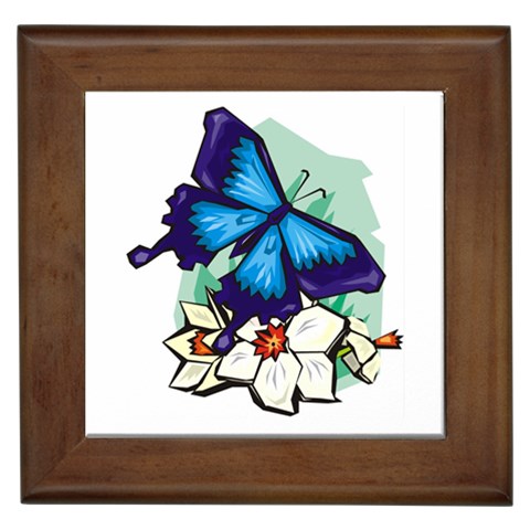 Blue Butterfly on Flower Framed Tile from ArtsNow.com Front