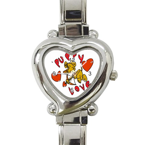 Puppy Love Heart Italian Charm Watch from ArtsNow.com Front