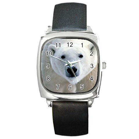Fabulous Polar Bear Square Metal Watch from ArtsNow.com Front