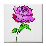 Single Purple Rose Tile Coaster
