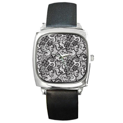 Encaje Square Metal Watch from ArtsNow.com Front