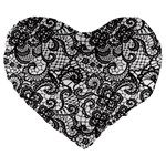 Encaje Large 19  Premium Flano Heart Shape Cushions