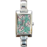 Vintage Floral Pattern Rectangle Italian Charm Watch