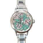 Vintage Floral Pattern Round Italian Charm Watch
