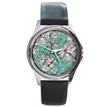 Vintage Floral Pattern Round Metal Watch