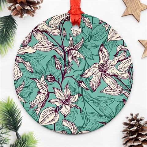 Vintage Floral Pattern Ornament (Round) from ArtsNow.com Front
