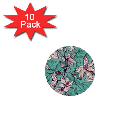 Vintage Floral Pattern 1  Mini Buttons (10 pack)  from ArtsNow.com Front
