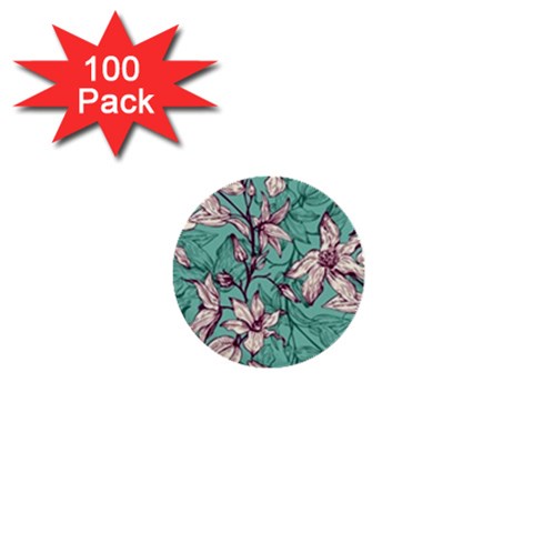 Vintage Floral Pattern 1  Mini Buttons (100 pack)  from ArtsNow.com Front