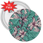 Vintage Floral Pattern 3  Buttons (10 pack) 