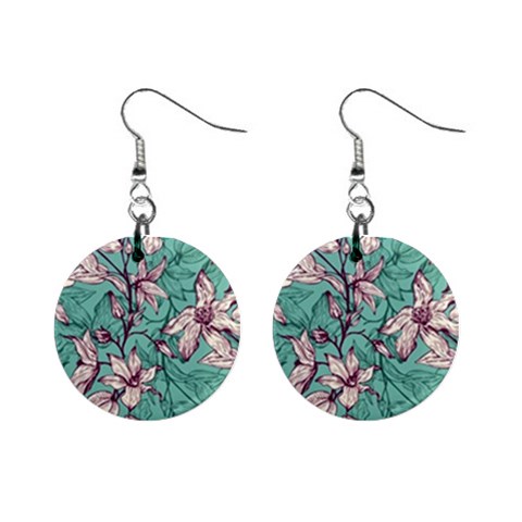 Vintage Floral Pattern Mini Button Earrings from ArtsNow.com Front