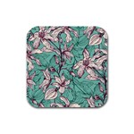 Vintage Floral Pattern Rubber Square Coaster (4 pack) 
