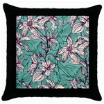 Vintage Floral Pattern Throw Pillow Case (Black)