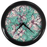 Vintage Floral Pattern Wall Clock (Black)