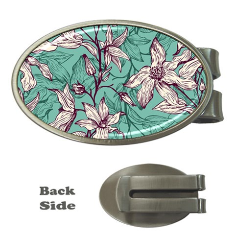 Vintage Floral Pattern Money Clips (Oval)  from ArtsNow.com Front